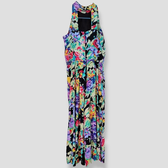 RARE VINTAGE 90s R.J. STEVENS Floral Peekaboo Back Floral Culotte Jumpsu… - Picture 7 of 16